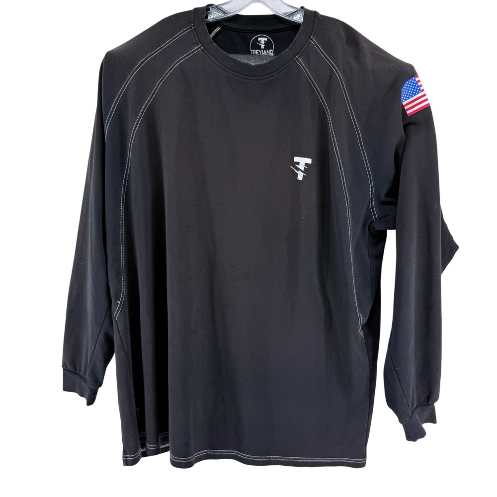 Treyland Mens 3XL FR Shirt Black Long Sleeve Oil Rig NFPA 2112 Flame Resistant